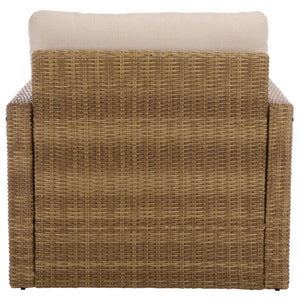 Emma Lounge Chair With Woven Rattan Accents, Metal Frame, And High-Density Foam For Lasting Comfort And Style