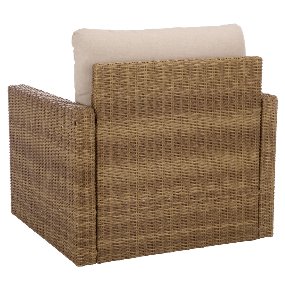 Emma Lounge Chair With Woven Rattan Accents, Metal Frame, And High-Density Foam For Lasting Comfort And Style