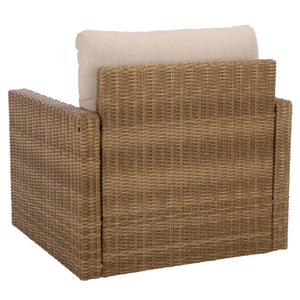 Emma Lounge Chair With Woven Rattan Accents, Metal Frame, And High-Density Foam For Lasting Comfort And Style