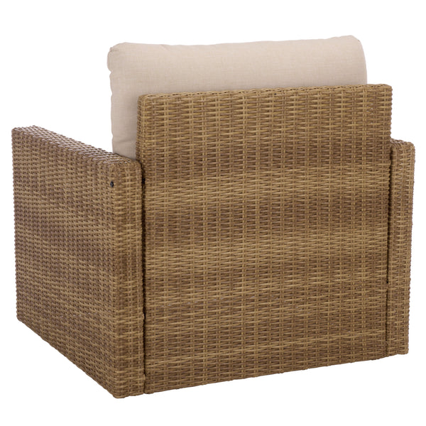 Emma Lounge Chair With Woven Rattan Accents, Metal Frame, And High-Density Foam For Lasting Comfort And Style