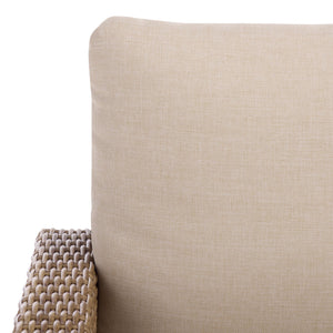 Emma Lounge Chair With Woven Rattan Accents, Metal Frame, And High-Density Foam For Lasting Comfort And Style