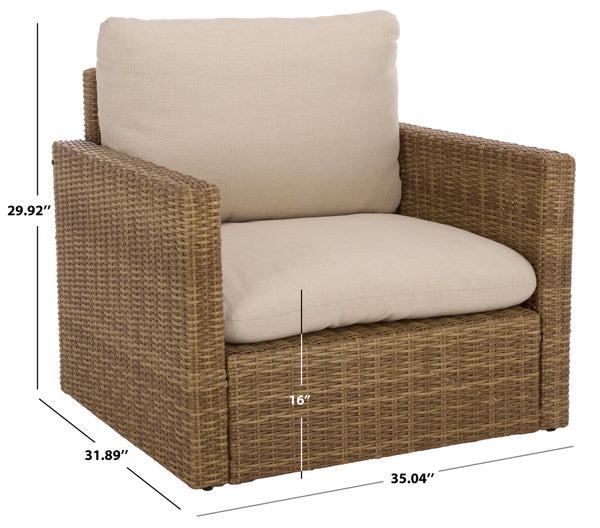 Emma Lounge Chair With Woven Rattan Accents, Metal Frame, And High-Density Foam For Lasting Comfort And Style