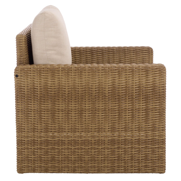 Emma Lounge Chair With Woven Rattan Accents, Metal Frame, And High-Density Foam For Lasting Comfort And Style
