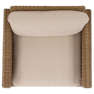 Emma Lounge Chair With Woven Rattan Accents, Metal Frame, And High-Density Foam For Lasting Comfort And Style