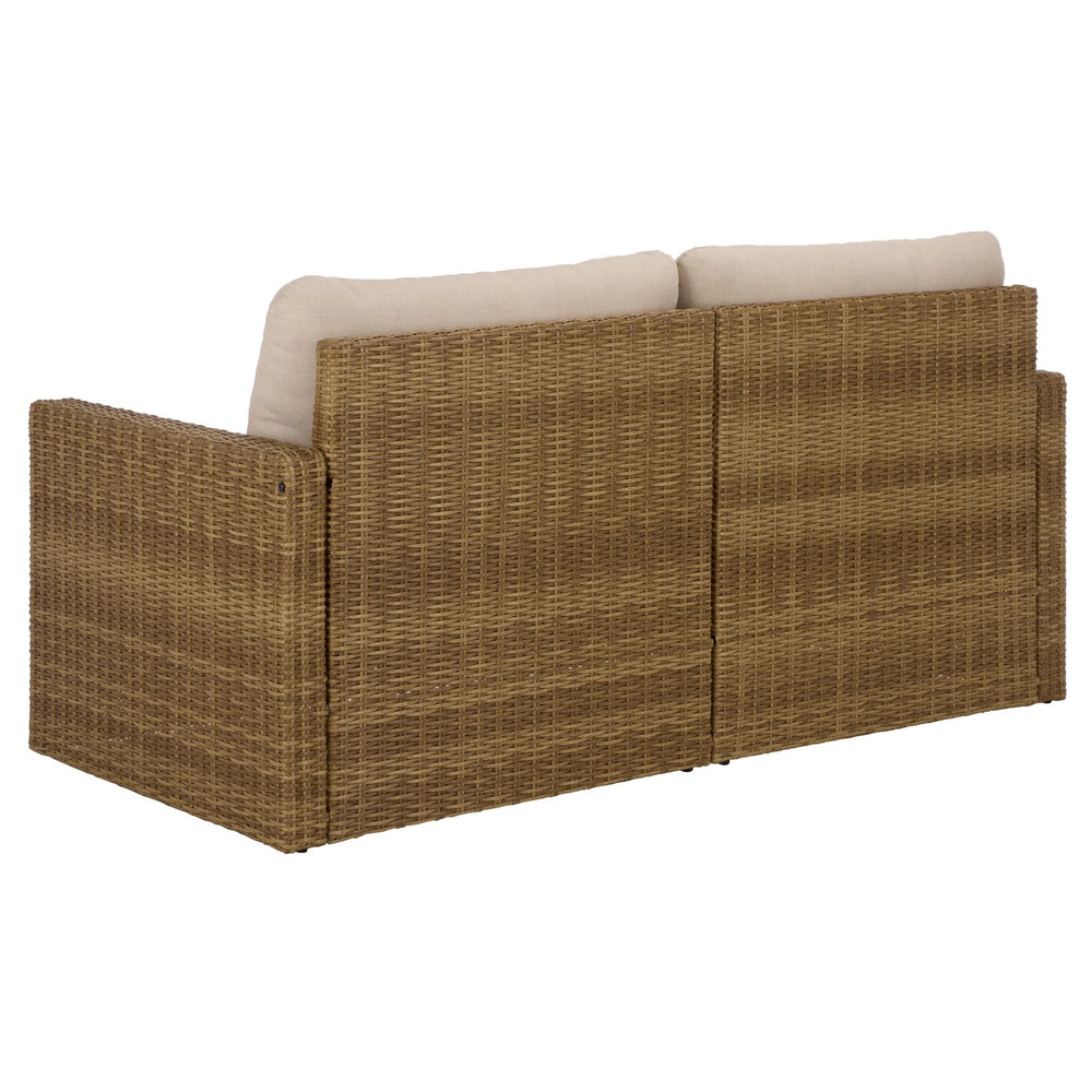 Emma Loveseat With Rattan Accents And Metal Frame, Plush Foam Cushions For Cozy Two-Seater Comfort