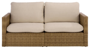 Emma Loveseat With Rattan Accents And Metal Frame, Plush Foam Cushions For Cozy Two-Seater Comfort