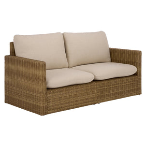Emma Loveseat With Rattan Accents And Metal Frame, Plush Foam Cushions For Cozy Two-Seater Comfort