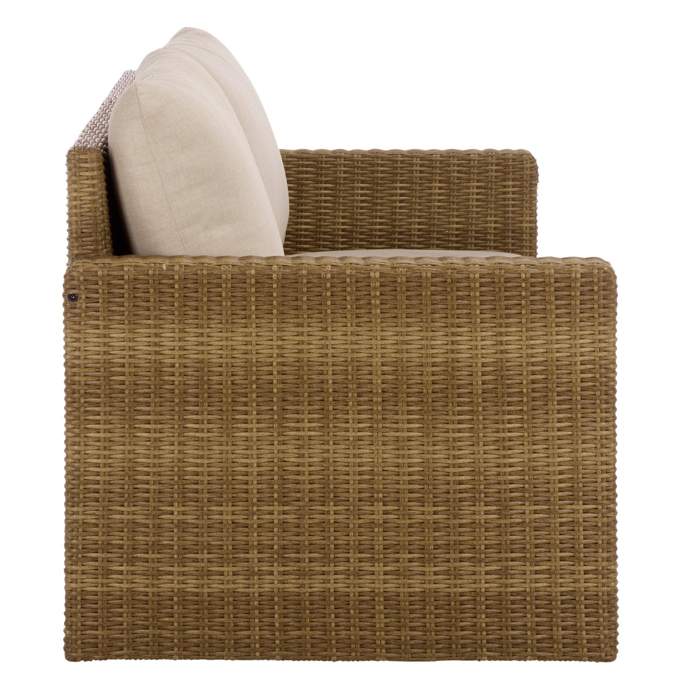 Emma Loveseat With Rattan Accents And Metal Frame, Plush Foam Cushions