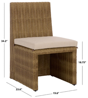 Safavieh EMMA Dining Chair Set of 2 - Stylish Natural Rattan & Taupe Upholstery for Indoor/Outdoor Use PAT7565A-SET2