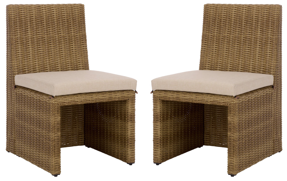 Safavieh Emma Dining Chair Set Of 2 - Stylish Natural Rattan & Durable Metal Frame For Ultimate Comfort Natural ,Taupe Metal,Rattan,Fabric,Foam Pat7565a-set2