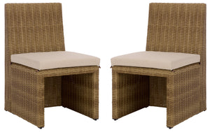 Safavieh Emma Dining Chair Set Of 2 - Stylish Natural Rattan & Durable Metal Frame For Ultimate Comfort Natural ,Taupe Metal,Rattan,Fabric,Foam Pat7565a-set2