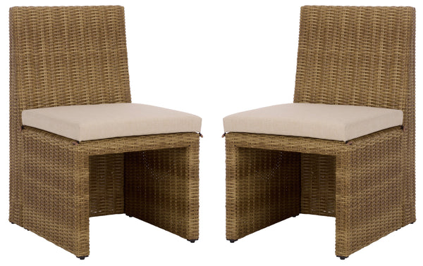 Safavieh Emma Dining Chair Set Of 2 - Stylish Natural Rattan & Durable Metal Frame For Ultimate Comfort Natural ,Taupe Metal,Rattan,Fabric,Foam Pat7565a-set2