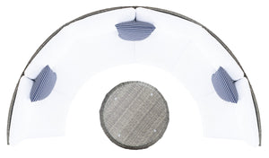 Safavieh Jesvita Living Set Grey Brown/White Cush/Navy Thin Stripe Pillows PAT7701C-4BX