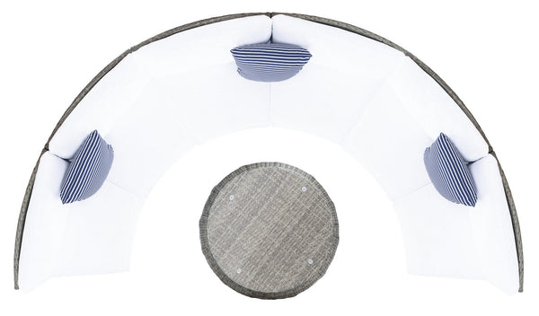 Safavieh Jesvita Living Set Grey Brown/White Cush/Navy Thin Stripe Pillows PAT7701C-4BX