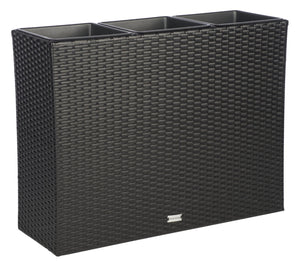Safavieh RITA Flower Rack - Stylish Outdoor Planter with Wicker-Wrapped Metal Frame and Three Spacious Compartments Black PAT7705A