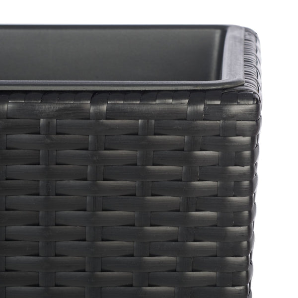 Safavieh RITA Flower Rack - Stylish Outdoor Planter with Wicker-Wrapped Metal Frame and Three Spacious Compartments Black PAT7705A