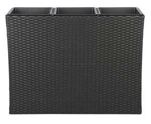 Safavieh RITA Flower Rack - Stylish Outdoor Planter with Wicker-Wrapped Metal Frame and Three Spacious Compartments Black PAT7705A