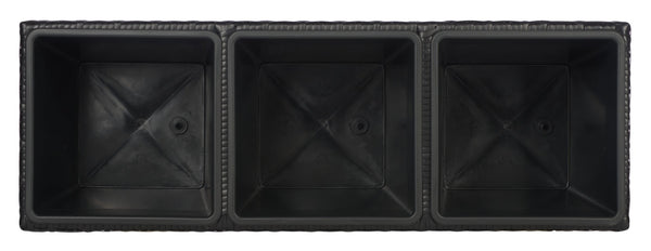 Safavieh RITA Flower Rack - Stylish Outdoor Planter with Wicker-Wrapped Metal Frame and Three Spacious Compartments Black PAT7705A