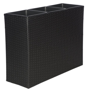 Safavieh RITA Flower Rack - Stylish Outdoor Planter with Wicker-Wrapped Metal Frame and Three Spacious Compartments Black PAT7705A