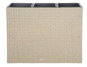 Safavieh RITA Flower Rack - Stylish Outdoor Planter with Wicker-Wrapped Metal Frame and Three Spacious Compartments Beige PAT7705B