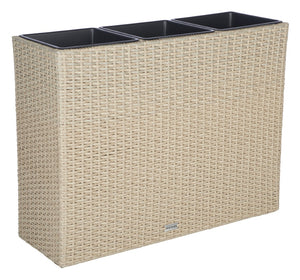 Safavieh RITA Flower Rack - Stylish Outdoor Planter with Wicker-Wrapped Metal Frame and Three Spacious Compartments Beige PAT7705B
