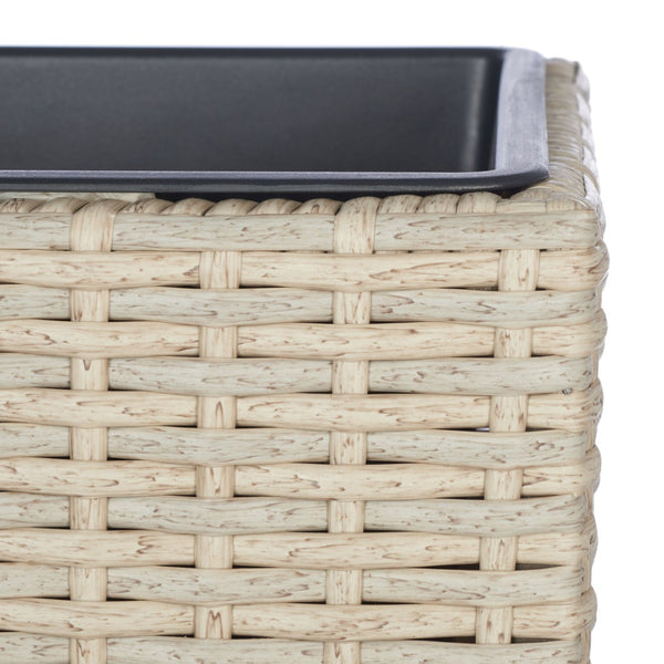 Safavieh RITA Flower Rack - Stylish Outdoor Planter with Wicker-Wrapped Metal Frame and Three Spacious Compartments Beige PAT7705B
