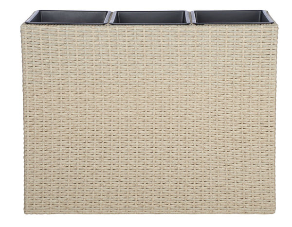 Safavieh RITA Flower Rack - Stylish Outdoor Planter with Wicker-Wrapped Metal Frame and Three Spacious Compartments Beige PAT7705B