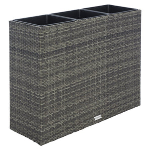 Safavieh RITA Flower Rack - Stylish Outdoor Planter with Wicker-Wrapped Metal Frame and Three Spacious Compartments Grey / Brown PAT7705C