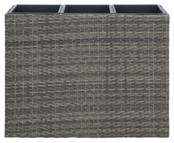 Safavieh RITA Flower Rack - Stylish Outdoor Planter with Wicker-Wrapped Metal Frame and Three Spacious Compartments Grey / Brown PAT7705C