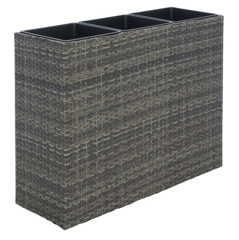 Safavieh RITA Flower Rack - Stylish Outdoor Planter with Wicker-Wrapped Metal Frame and Three Spacious Compartments Grey / Brown PAT7705C
