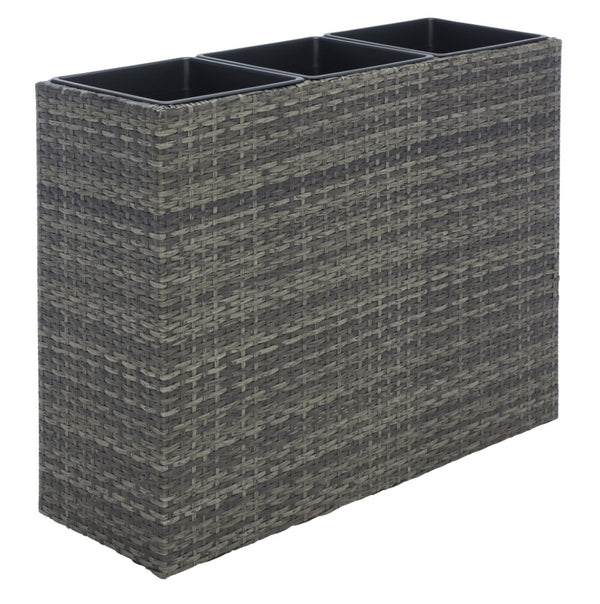 Safavieh RITA Flower Rack - Stylish Outdoor Planter with Wicker-Wrapped Metal Frame and Three Spacious Compartments Grey / Brown PAT7705C
