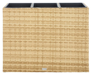 Safavieh RITA Flower Rack - Stylish Outdoor Planter with Wicker-Wrapped Metal Frame and Three Spacious Compartments Natural PAT7705D