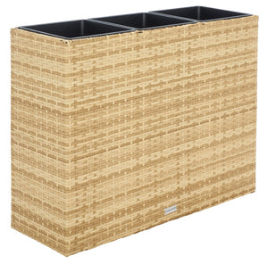 Safavieh RITA Flower Rack - Stylish Outdoor Planter with Wicker-Wrapped Metal Frame and Three Spacious Compartments Natural PAT7705D