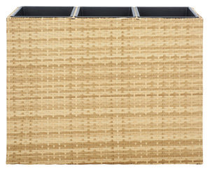 Safavieh RITA Flower Rack - Stylish Outdoor Planter with Wicker-Wrapped Metal Frame and Three Spacious Compartments Natural PAT7705D