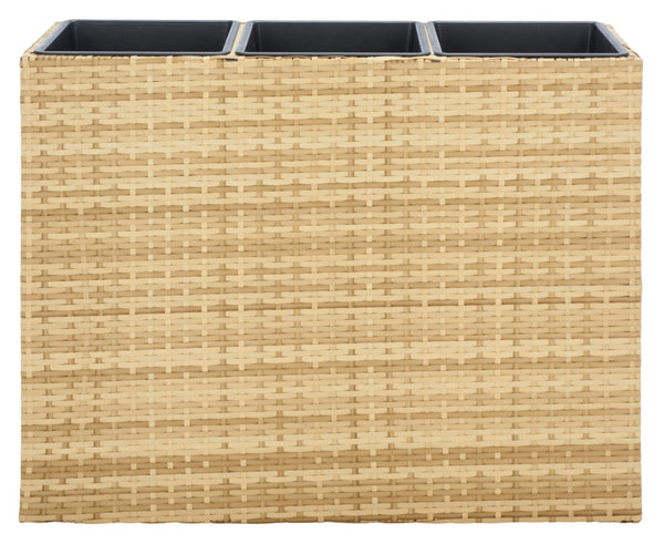 Safavieh RITA Flower Rack - Stylish Outdoor Planter with Wicker-Wrapped Metal Frame and Three Spacious Compartments Natural PAT7705D