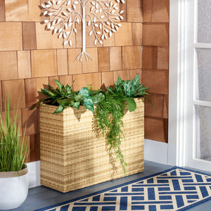 Safavieh RITA Flower Rack - Stylish Outdoor Planter with Wicker-Wrapped Metal Frame and Three Spacious Compartments Natural PAT7705D