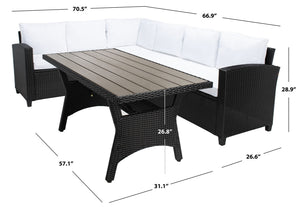 Safavieh Jovita 3Pc Corner Set Black Frame/White Cushion PAT7707A-3BX