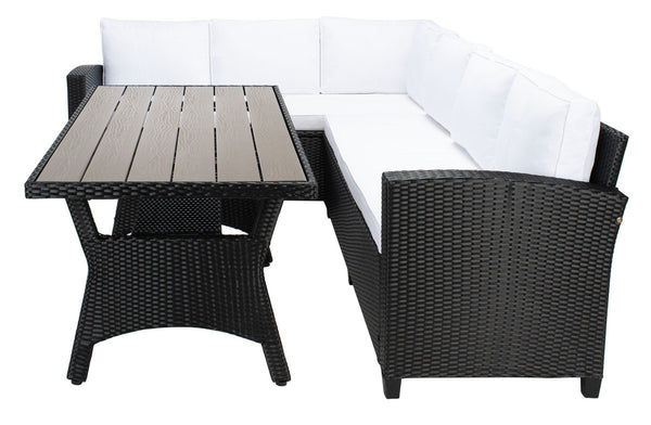 Safavieh Jovita 3Pc Corner Set Black Frame/White Cushion PAT7707A-3BX