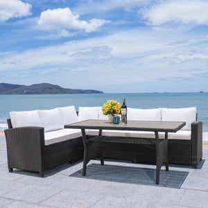 Safavieh Jovita 3Pc Corner Set Black Frame/White Cushion PAT7707A-3BX