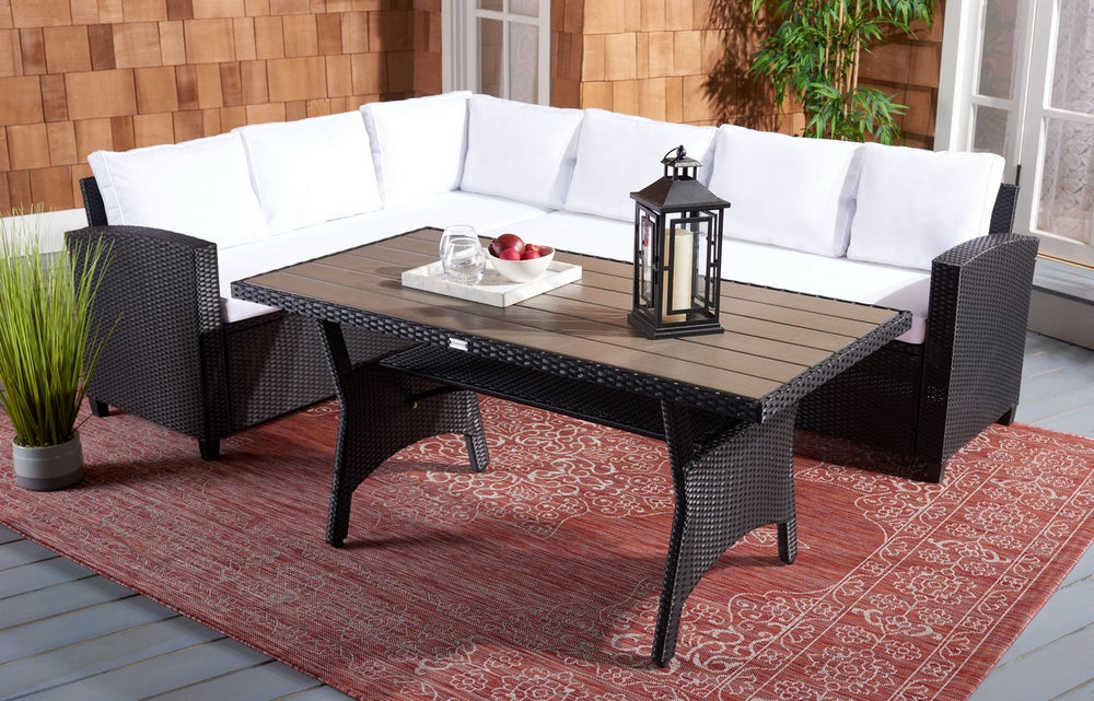 Safavieh Jovita 3Pc Corner Set Black Frame/White Cushion PAT7707A-3BX