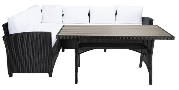 Safavieh Jovita 3Pc Corner Set Black Frame/White Cushion PAT7707A-3BX