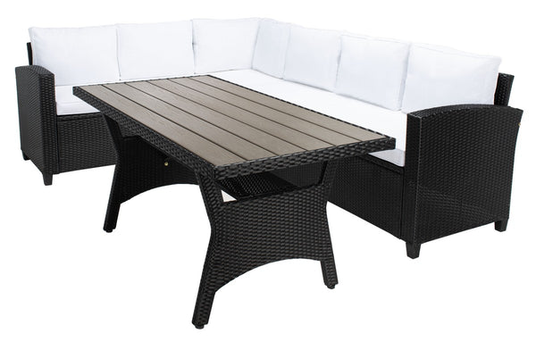 Safavieh Jovita 3Pc Corner Set Black Frame/White Cushion PAT7707A-3BX