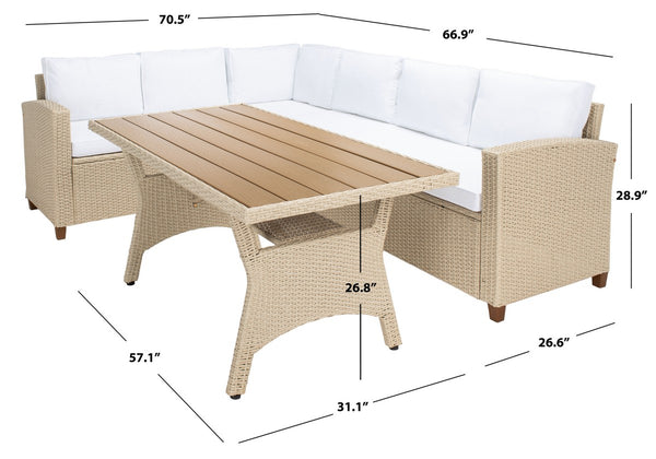 Safavieh Jovita 3Pc Corner Set Beige/White Cushion PAT7707B-3BX