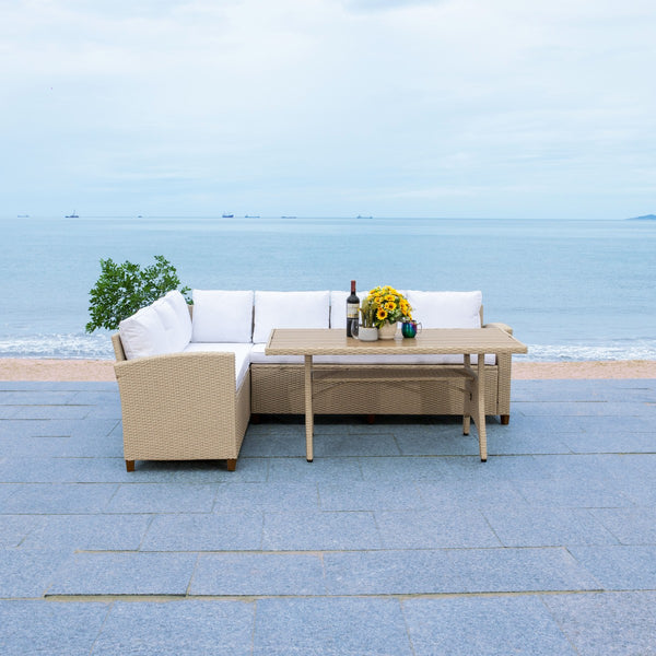 Safavieh Jovita 3Pc Corner Set Beige/White Cushion PAT7707B-3BX