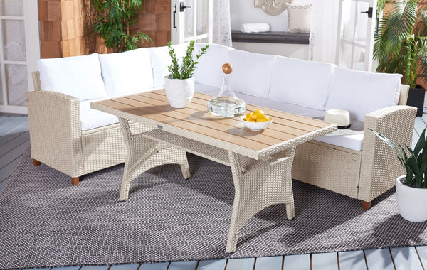 Safavieh Jovita 3Pc Corner Set Beige/White Cushion PAT7707B-3BX