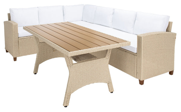 Safavieh Jovita 3Pc Corner Set Beige/White Cushion PAT7707B-3BX