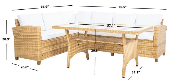 Safavieh Jovita 3Pc Corner Set Natural/White Cushion PAT7707D-3BX