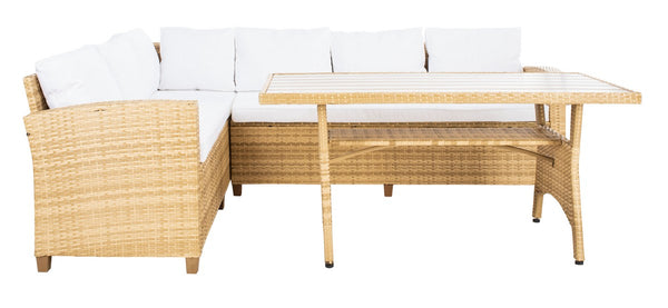 Safavieh Jovita 3Pc Corner Set Natural/White Cushion PAT7707D-3BX