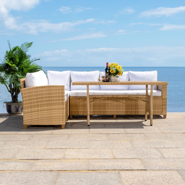 Safavieh Jovita 3Pc Corner Set Natural/White Cushion PAT7707D-3BX