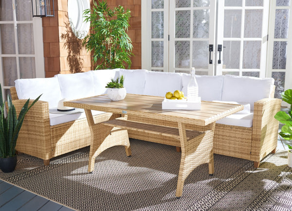 Safavieh Jovita 3Pc Corner Set Natural/White Cushion PAT7707D-3BX